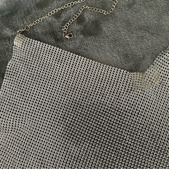 Metallic Silver Chainmail Halter Top One Size Party Festival Y2K - Picture 5 of 12